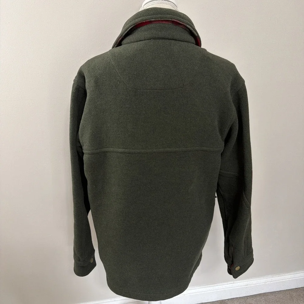 LL Bean Green Wool Cruiser Jacket Field Coat Hunting Quilted Removable Shell